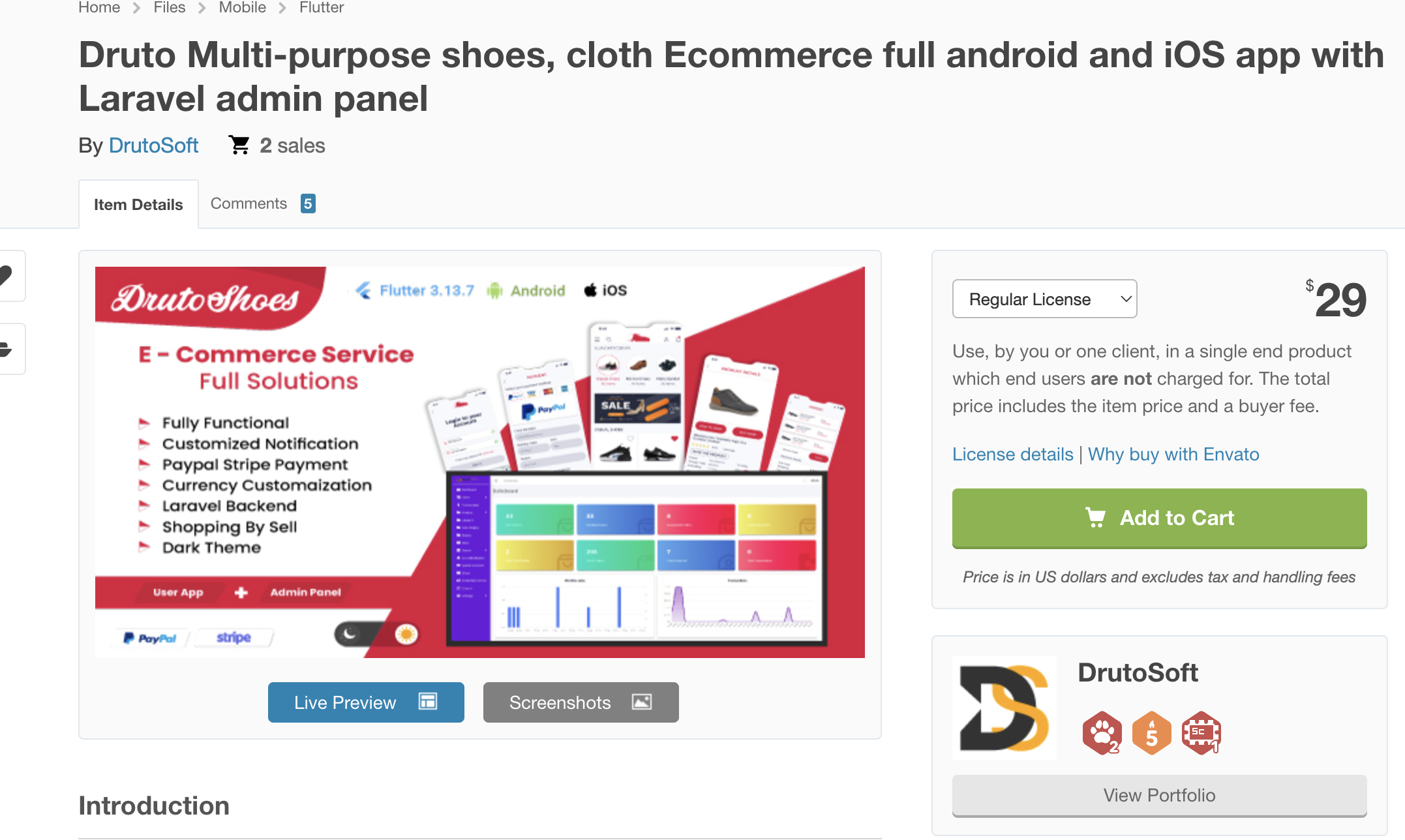 DrutoShoes e-commerce app preview